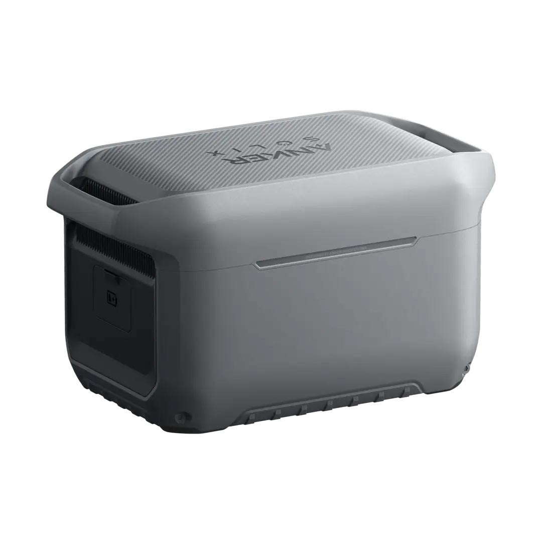 Rear three-quarter view of the Anker SOLIX C2000 Gen 2 grey case showing the AnkerSolix embossed top handle and side vents