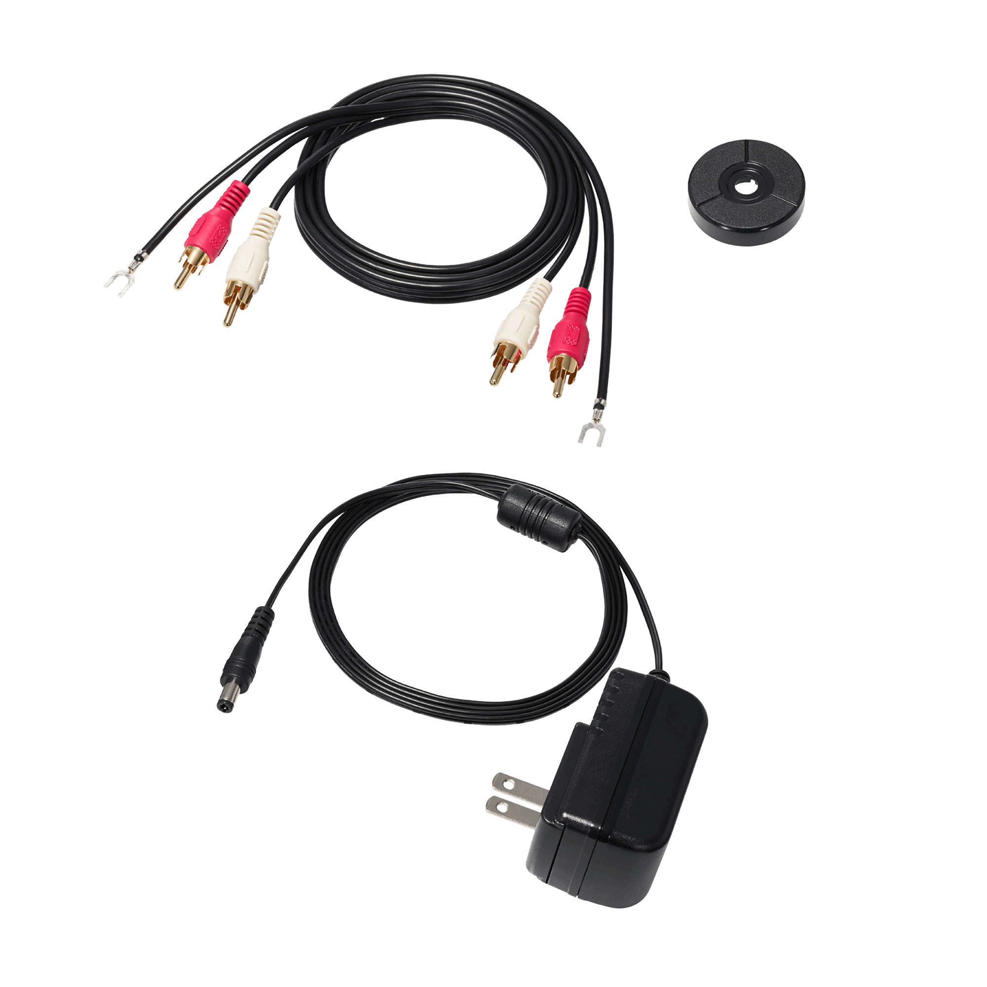 Rear connection panel of Audio-Technica AT-LP70X with RCA jacks, pre-amp switch, and power input