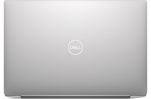 Dell XPS 13 9350 laptop closed lid, top-down view showing Dell logo