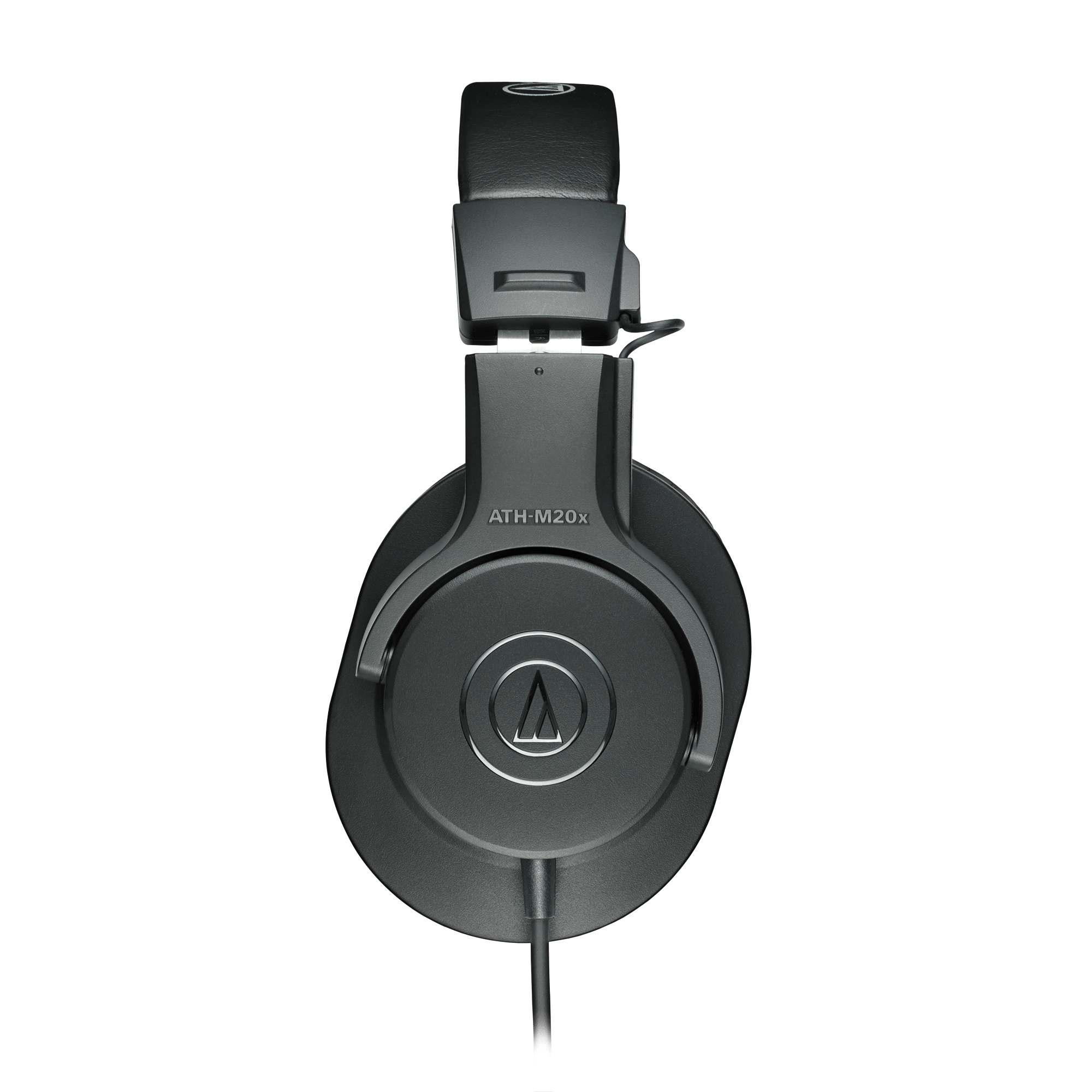 Side view of Audio-Technica ATH-M20x earcup with Audio-Technica logo