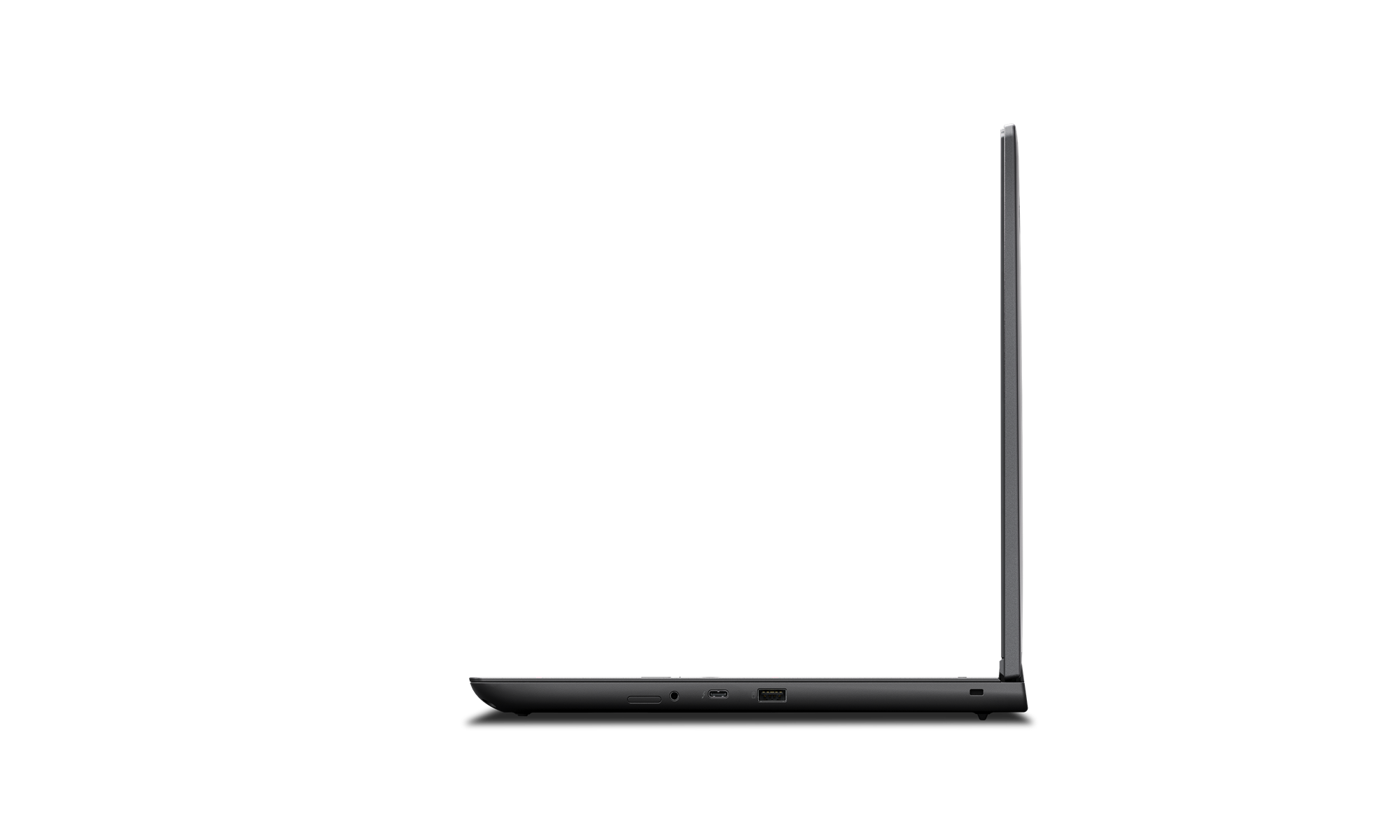 Lenovo ThinkPad P16v Gen 2 left profile showing Thunderbolt 4, USB-A port, headphone jack, and SIM slot