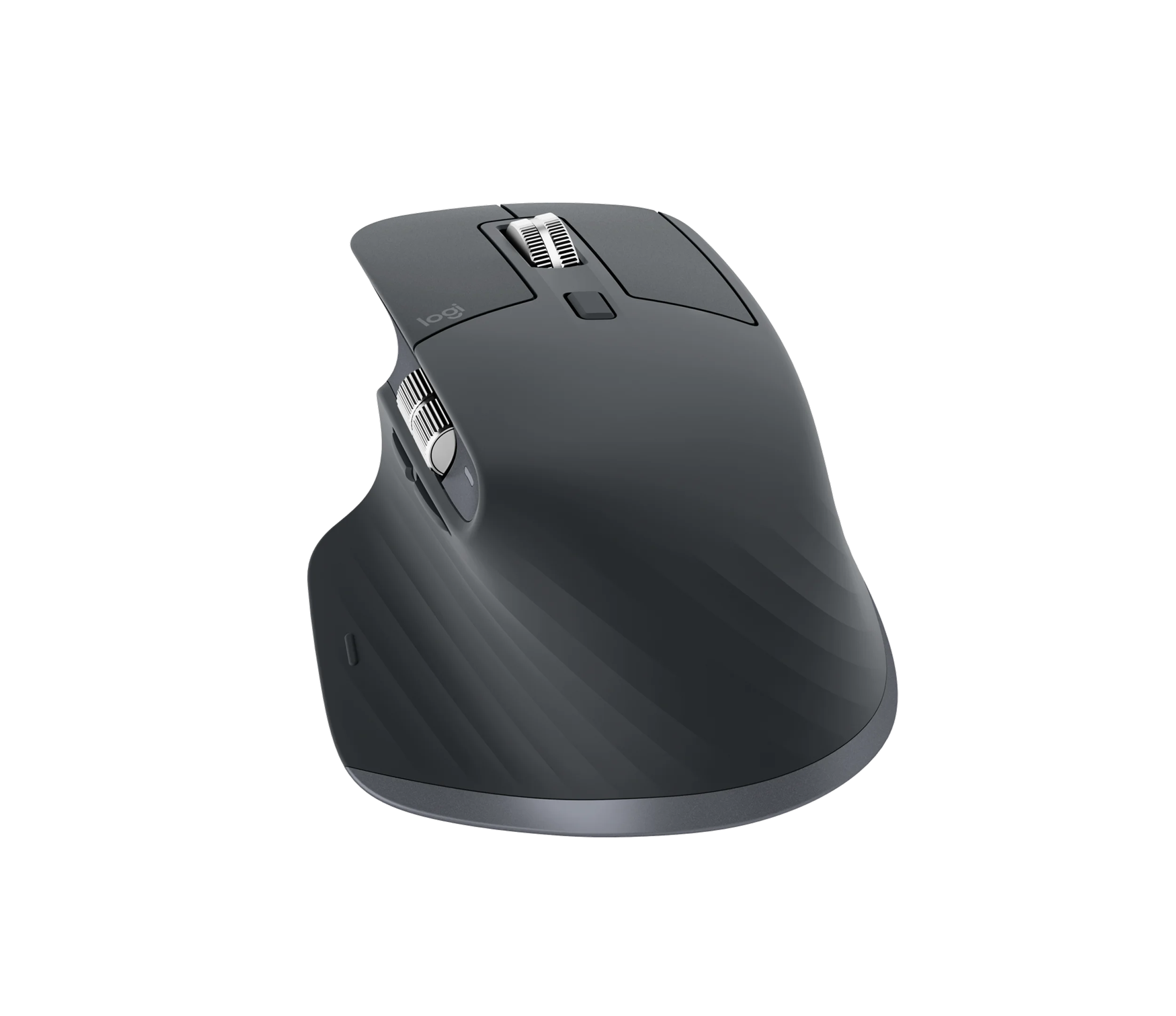 Logitech MX Master 3S wireless mouse in Graphite, rear view showing USB-C charging port