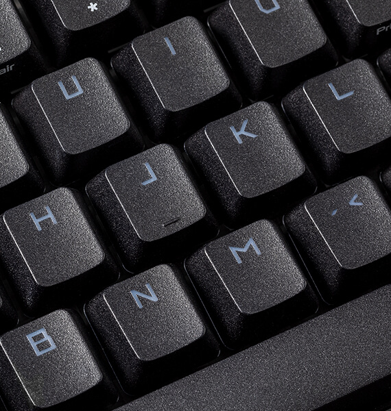 ROG PBT doubleshot keycaps detail shot on the ROG Azoth Extreme keyboard