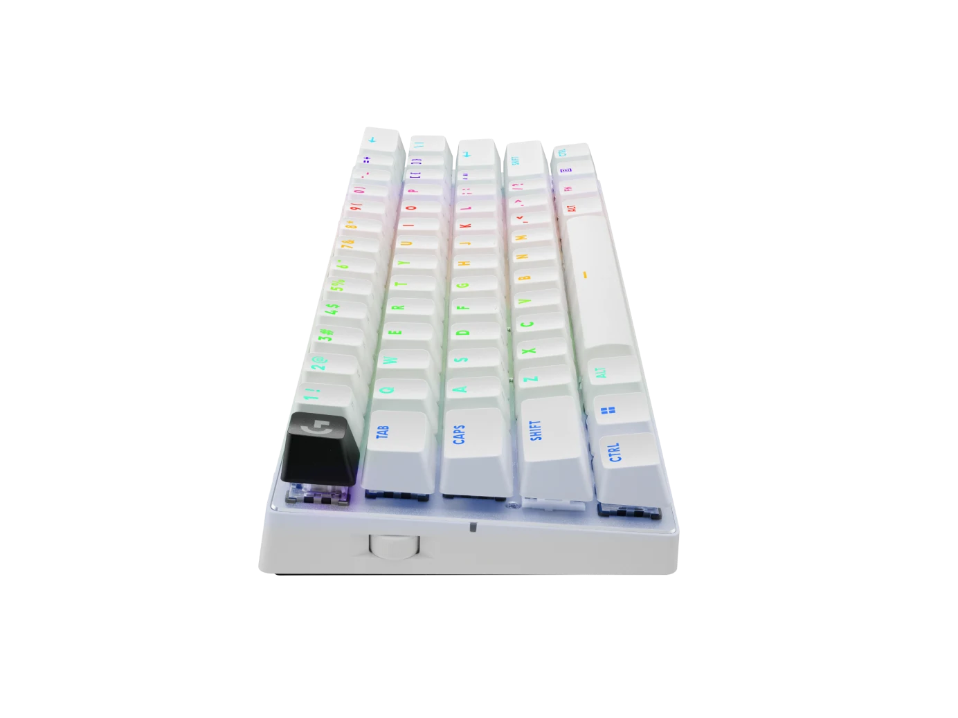 PRO X 60 white keyboard side profile showing the low 39 mm height