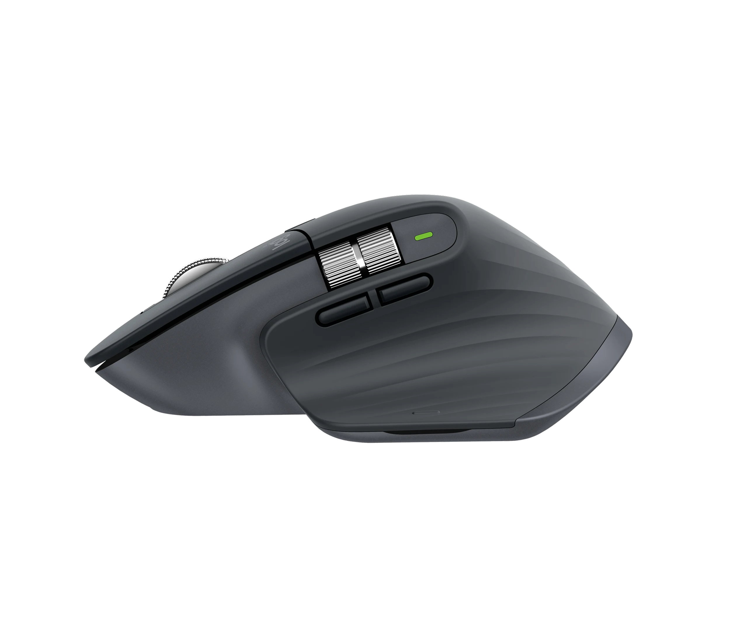 Logitech MX Master 3S wireless mouse in Graphite, side profile view