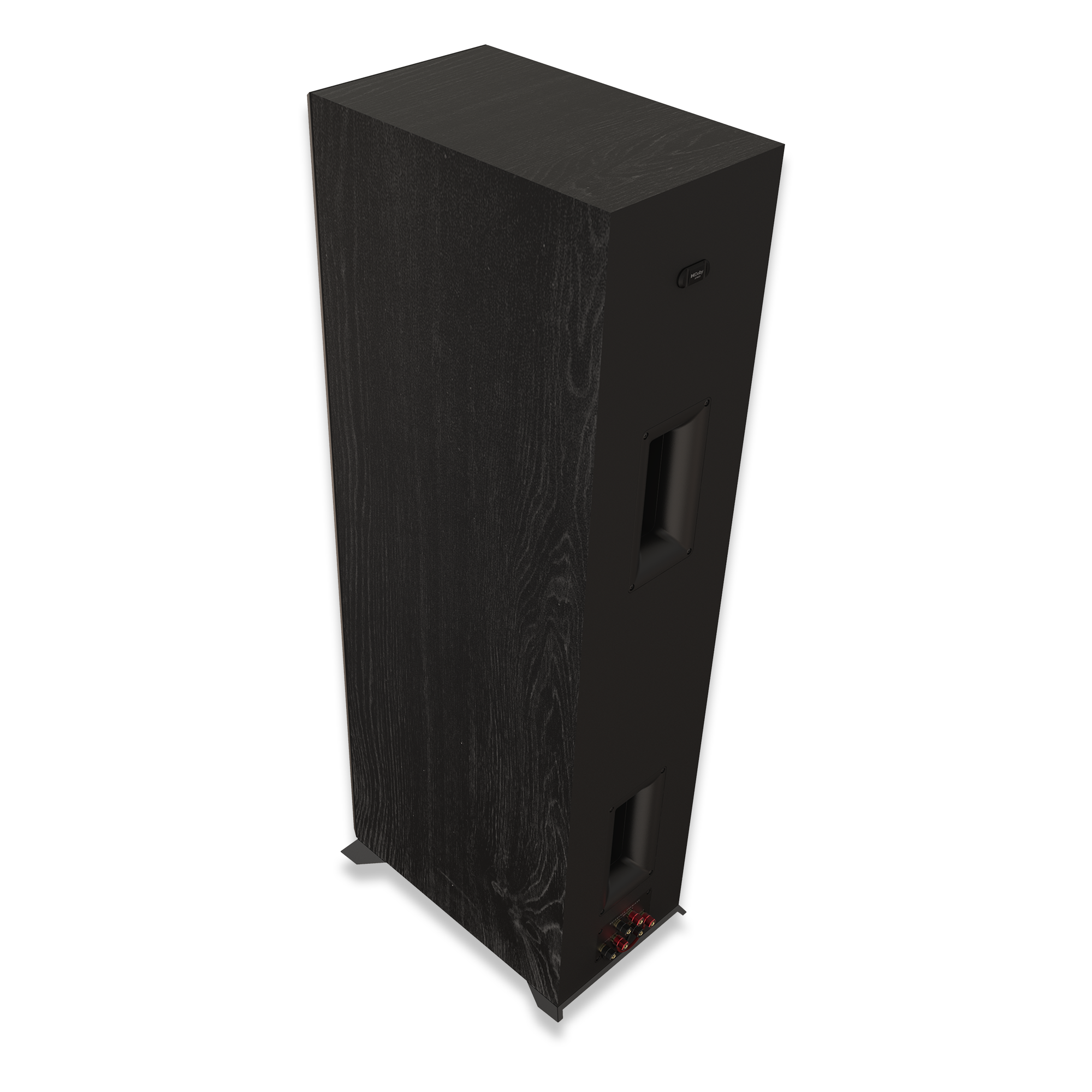 Klipsch RP-8000F II floorstanding speaker angled perspective showing side cabinet and rear Tractrix port