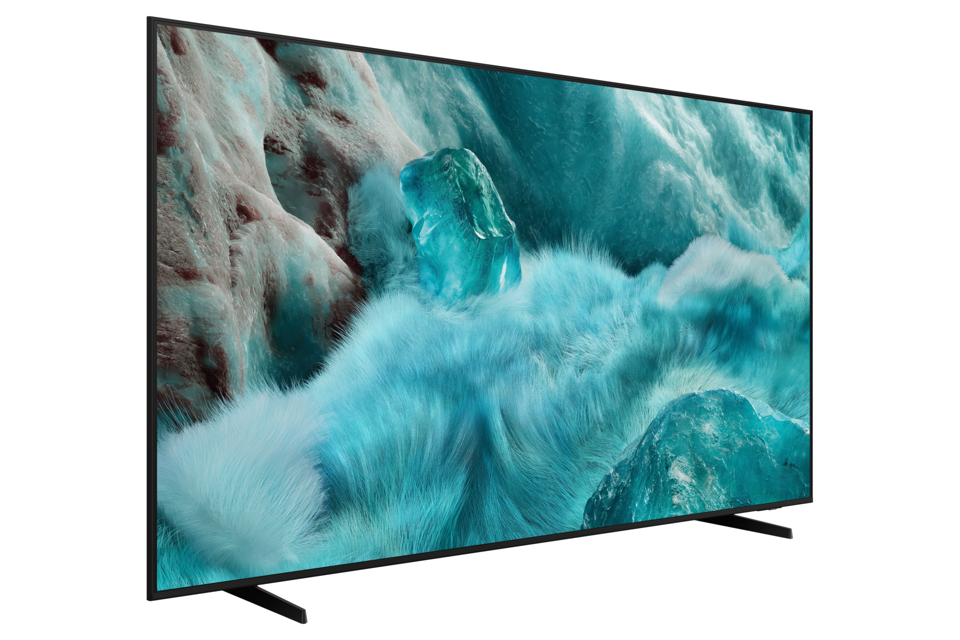 Samsung 65-inch Q7F QLED TV angled side view showing thin profile and stand
