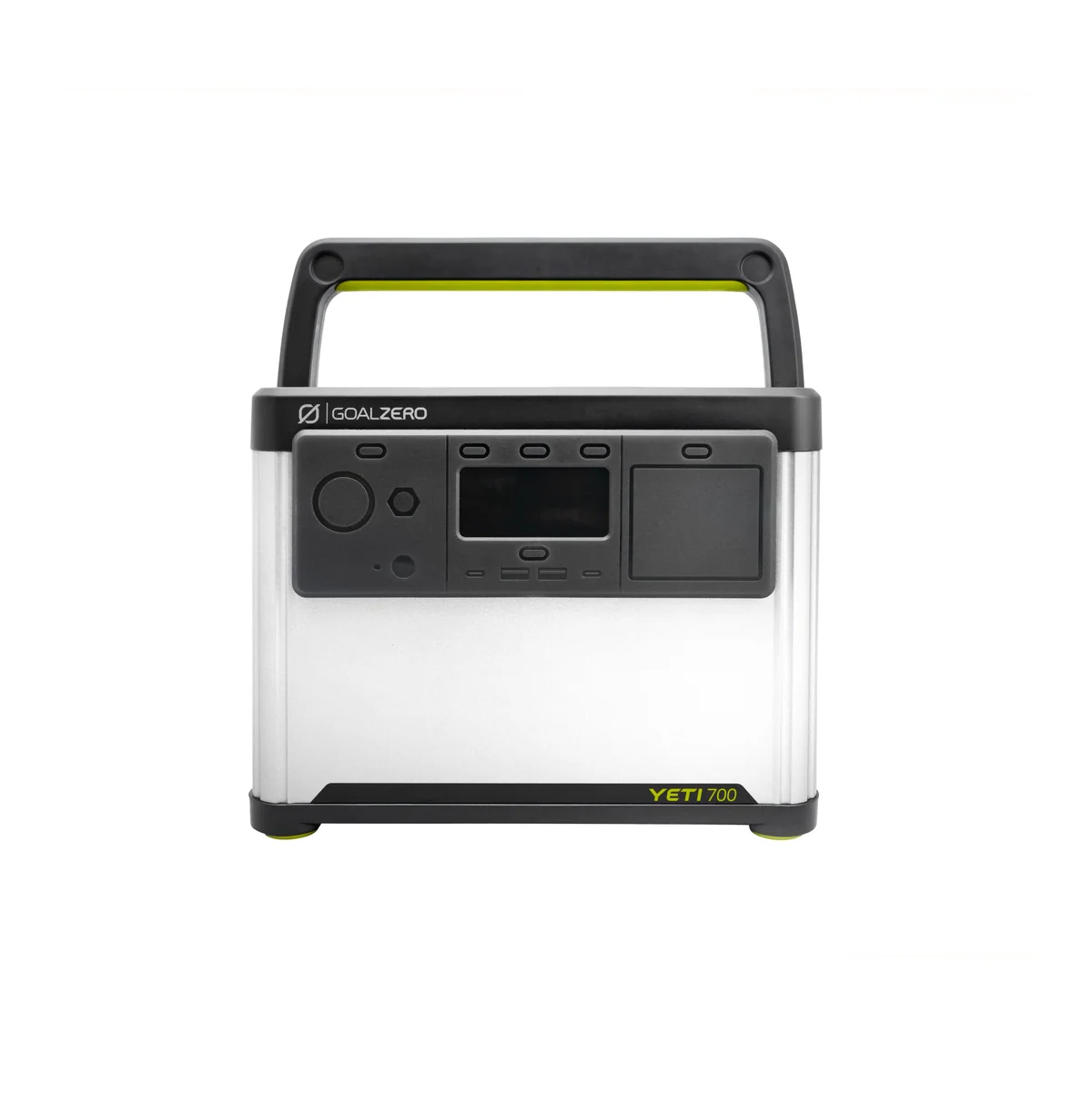 Goal Zero Yeti 700 portable power station, straight-on front view with carry handle and Goal Zero logo