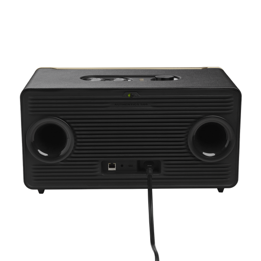 Rear view of JBL Authentics 500 black smart speaker
